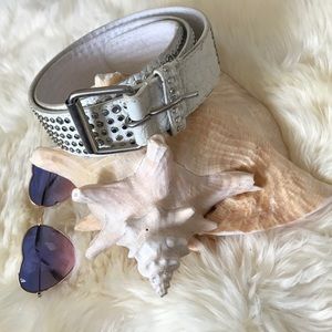 Studded White Belt
